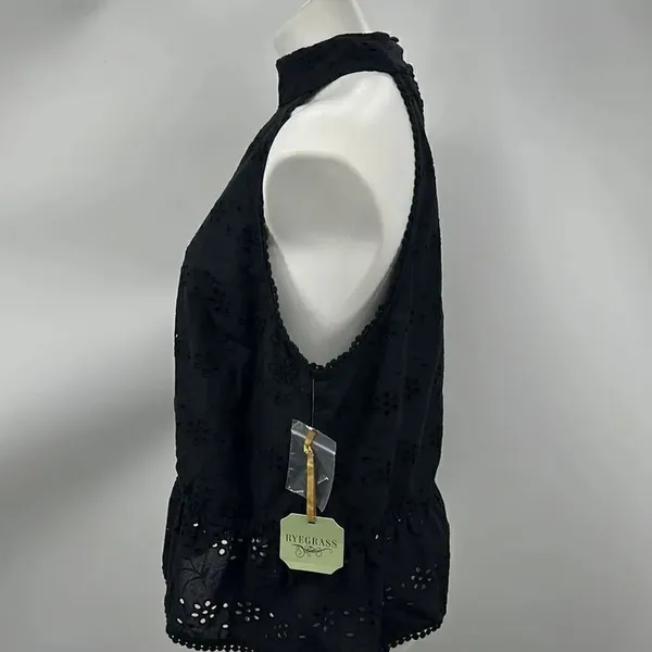 Ryegrass black eyelet halter top extra large Black Size XL - Image 4