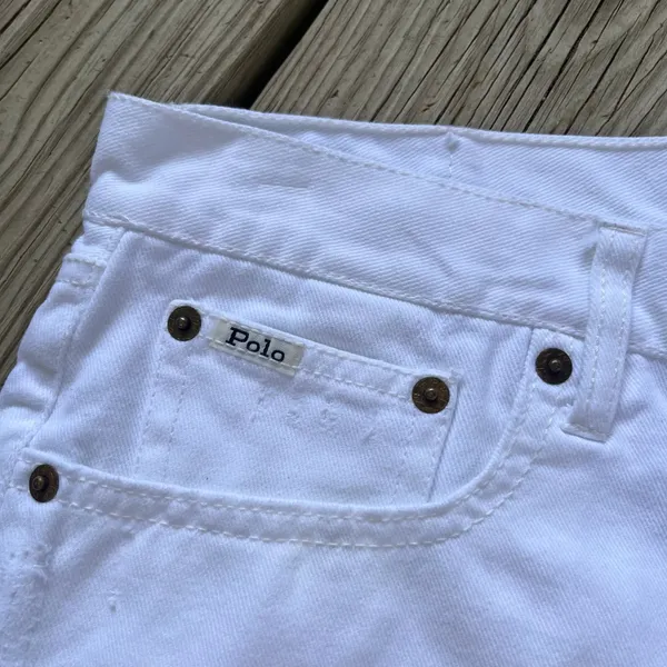 Ralph Lauren Polo Women's Sophia Eyelet Trimmed White Denim Short SIze 28 - Image 4
