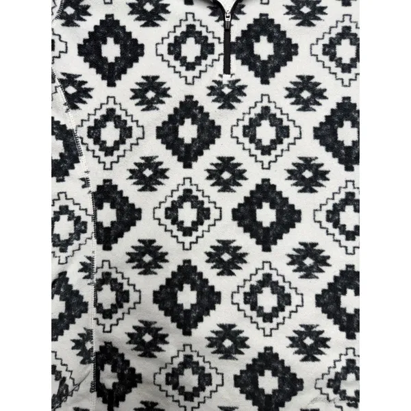 Eddie Bauer Women‎ 2XL Fleece Pullover Quarter Zip Geometric Southwest Pattern - Image 4