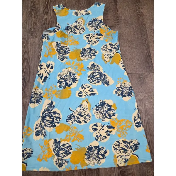 Aryeh Women's Blue Navy Yellow Sleeveless Stretchy Flowy Short Dress Medium - Image 5