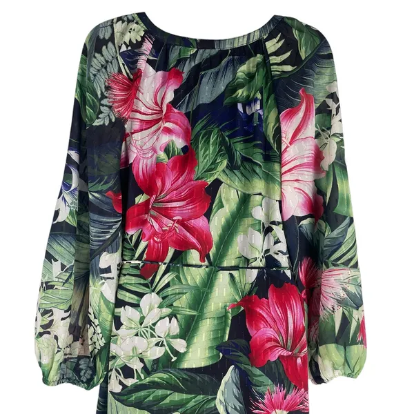 Tommy Bahama Celebration Tropical Floral Maxi Dress Green Size XXS - Image 10