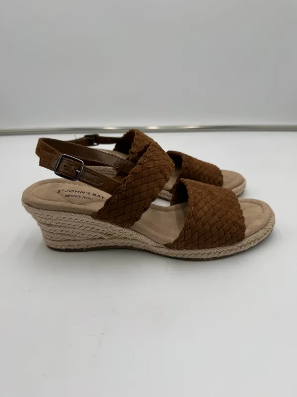 St. John’s Bay Women’s Size 6.5 Brown Woven Espadrille Wedge Sandals - Image 5