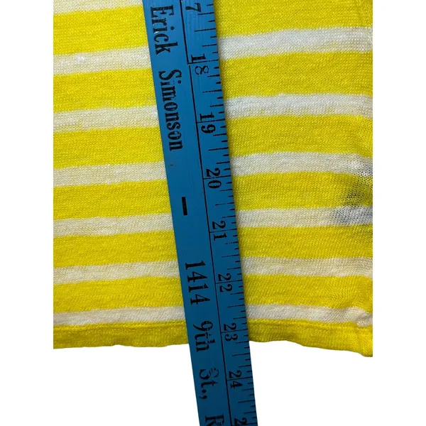 Lauren Ralph Lauren Yellow White Striped 100% Linen Knit Sweater Top Womens L‎ - Image 5