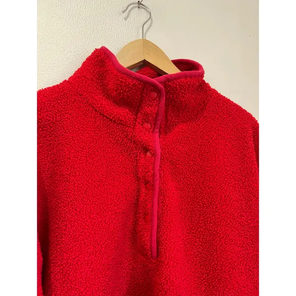 LOFT Red Fleece Pullover Cozy Casual Valentine Winter‎ Top Size XL - Image 3