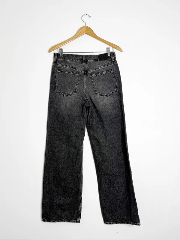 Madewell Low Slung Baggy Jeans Gray Black 25 Button Fly Wide Leg - Image 2