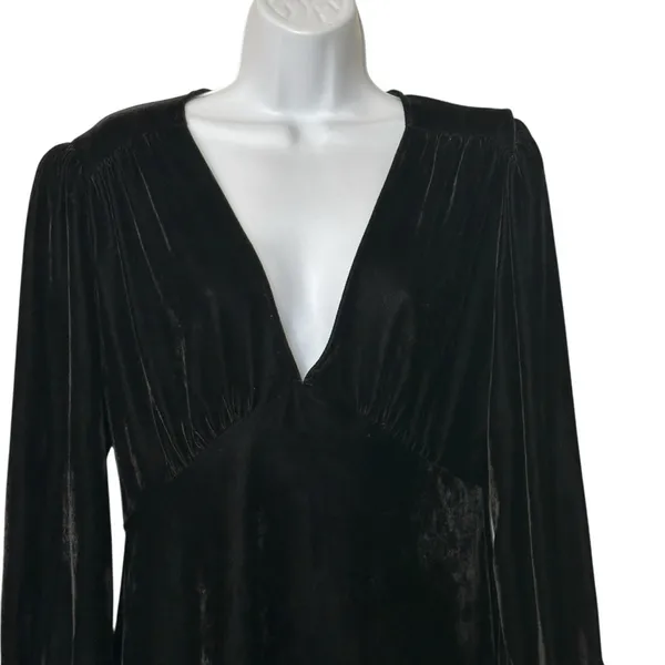 Zara Black Velvet babydoll Dress size L - Image 5