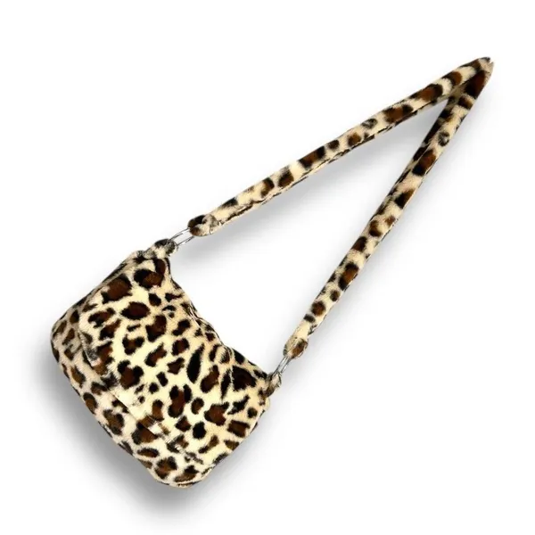 New‎ Gilda Paris Leopard Print Faux Fur Crossbody Shoulder Bag Plush Messenger - Image 3