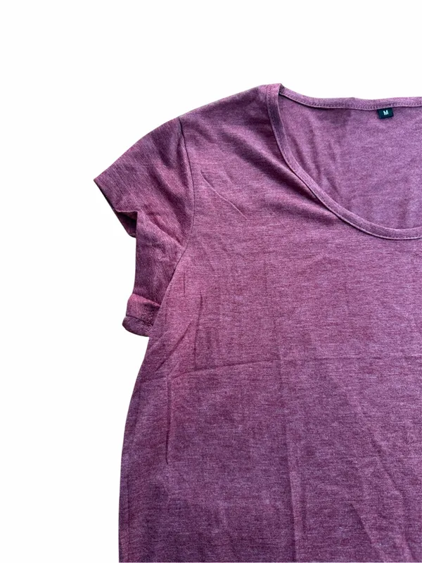 Women's Mauve Heather Scoop Neck Short Sleeve T-Shirt Poly Rayon Blend Size M - Image 2
