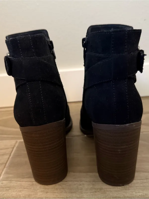 Target Black Suede Ankle Booties with Block Heel - Image 3