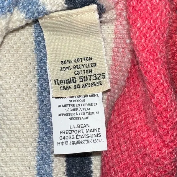 LL Bean Women’s Striped Cotton Sweater Multicolored Size Small Blue, Pink, Cream - Image 7