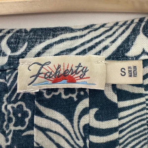 Faherty Gemina‎ Dress Size Small Blue White Printed Linen Blend Beachy Coastal - Image 8