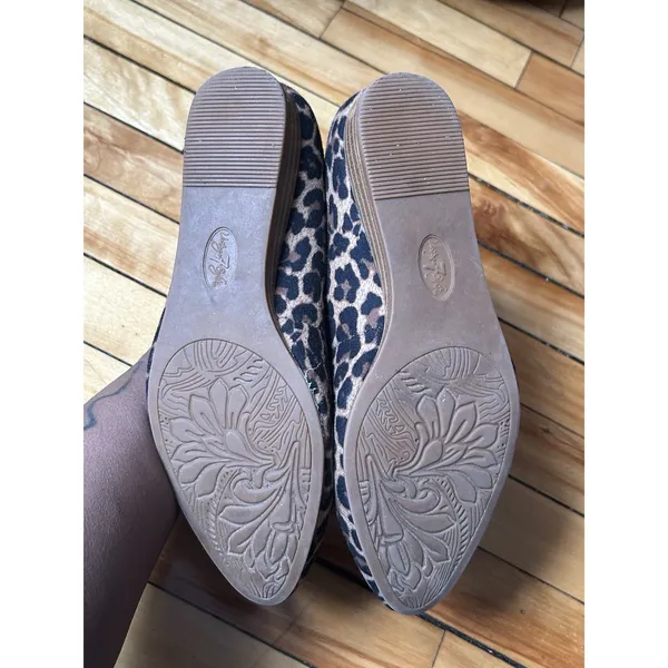Leopard Print Smoking Loafers Brown Suede Look Ballet Flats Cute Casual Size 7.5 - Image 3