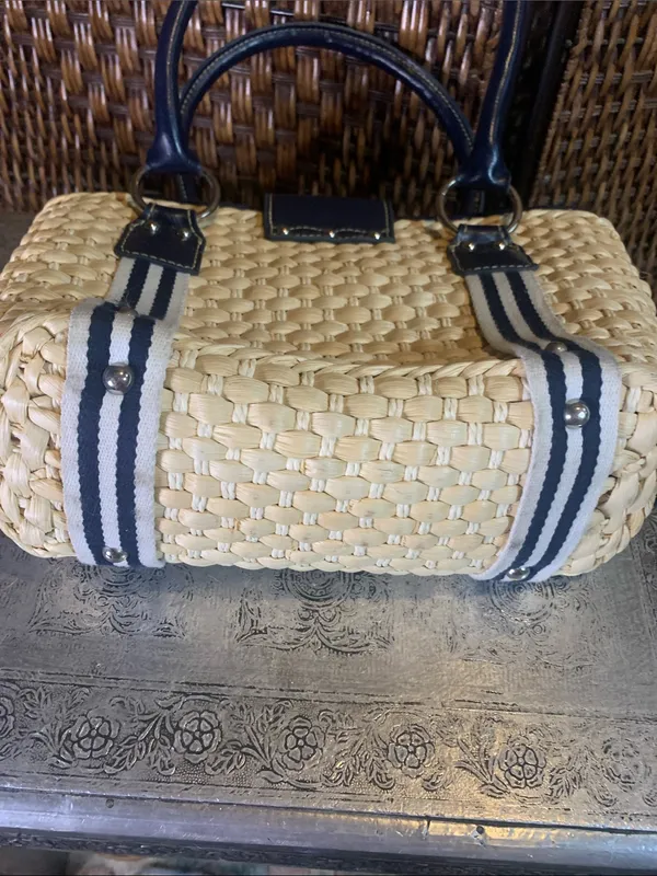 Woven Navy & Tan Basket Purse Chaps - Image 3
