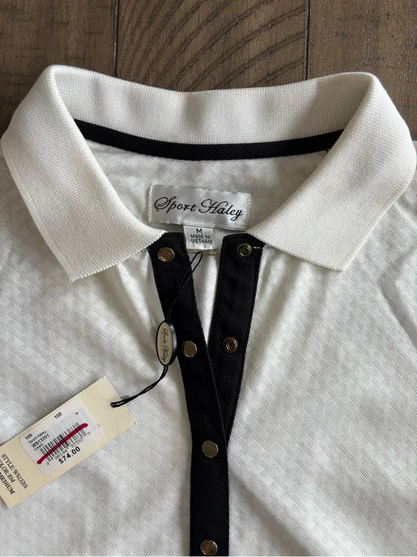 Sport Haley Women's White Polo with Black Contrast Placket - Image 4