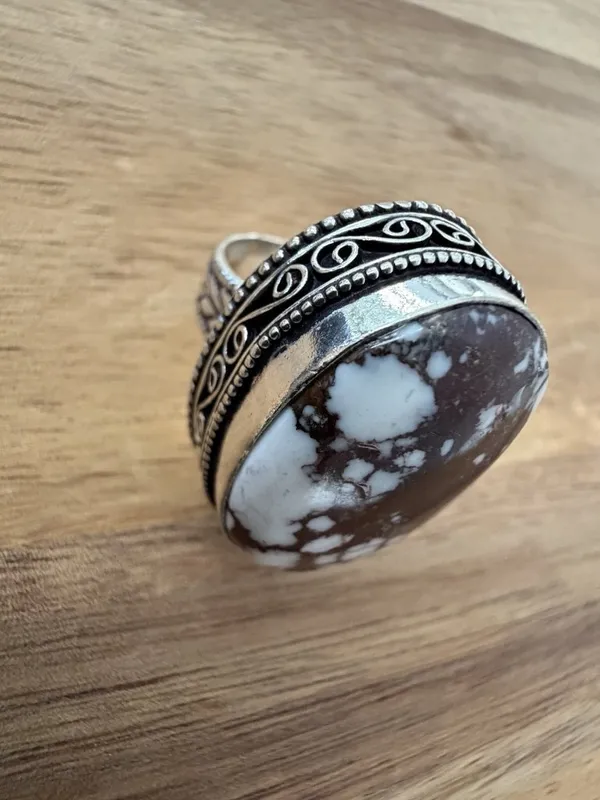 925 Sterling Silver Wild Horse Turquoise Ring Size 6 Native American Jewelry - Image 5