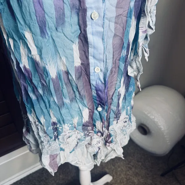 Kimchi‎ Blue Womens Top Silk Cami sheer watercolor Sz M Fairy Flowy Romantic - Image 3