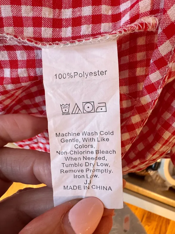 Red Gingham Sweetheart Tie Front Top Jacket Hearts Lightweight S - Image 8
