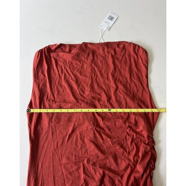 NWT Vince Women's Orange 100% Pima Cotton Ruched Sleeveless Maxi Dress Large - Image 8