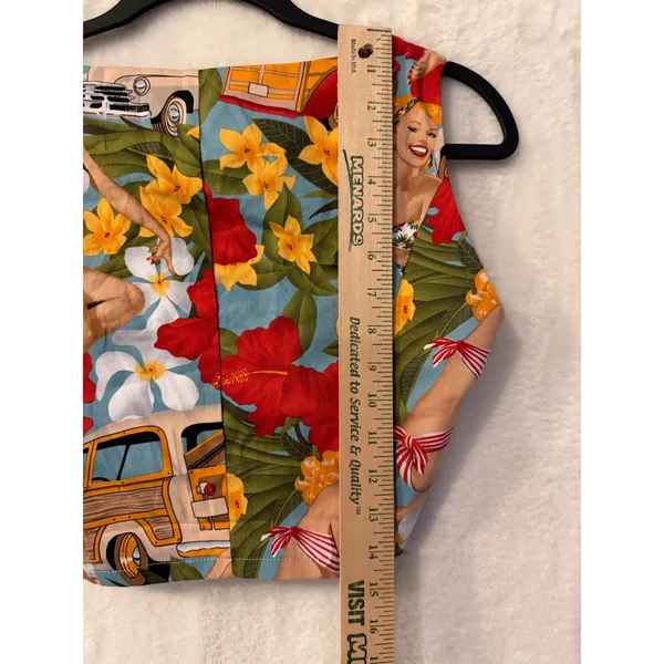 Vintage Pin Up Girl Tropical Crop Top Women Small Sleeveless Rockabilly Hawaiian - Image 3