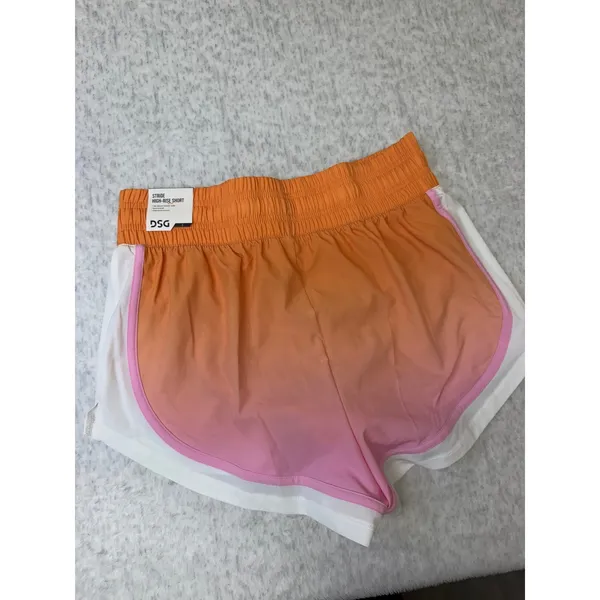 DSG Womens Stride High Rise Shorts Pink‎ Orange Ombre White Small NWT - Image 4
