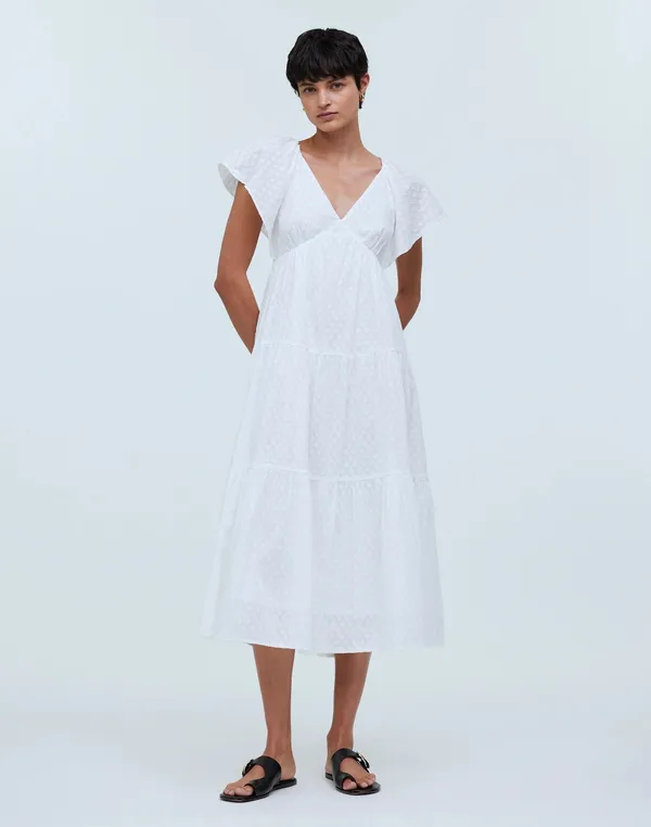 NWT Madewell Tie-Back Flutter-Sleeve Tiered Midi Dress - Image 2