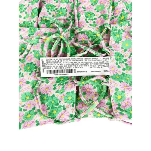 Zara Pink Green Floral Satin Halter‎ Spaghetti Strap Crop Top Size Small - Image 5