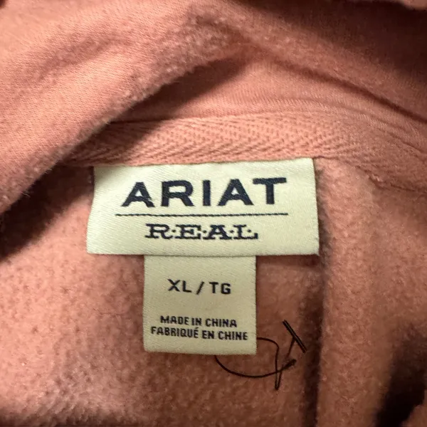 2188 | Ariat Re-AL Logo Western Fleece Pullover Hoodie Rose Pink Womens XL - Image 7