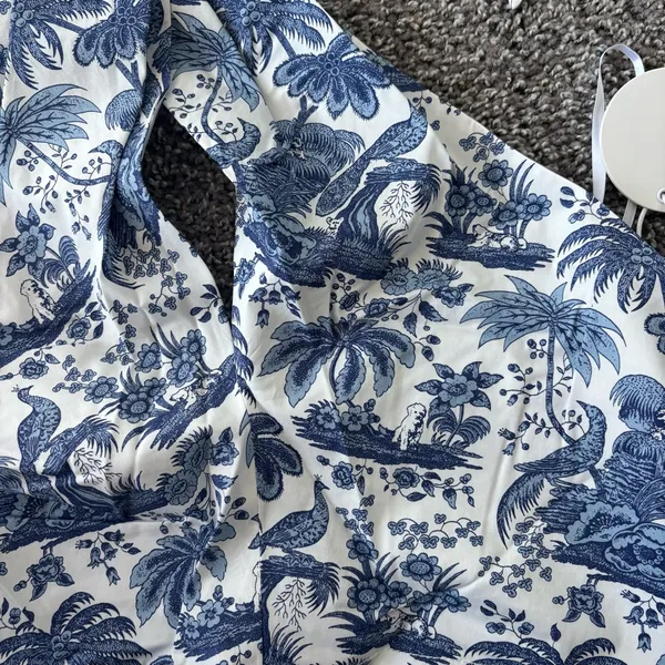 Staud Blue & White Crossover Halter Top - Image 2