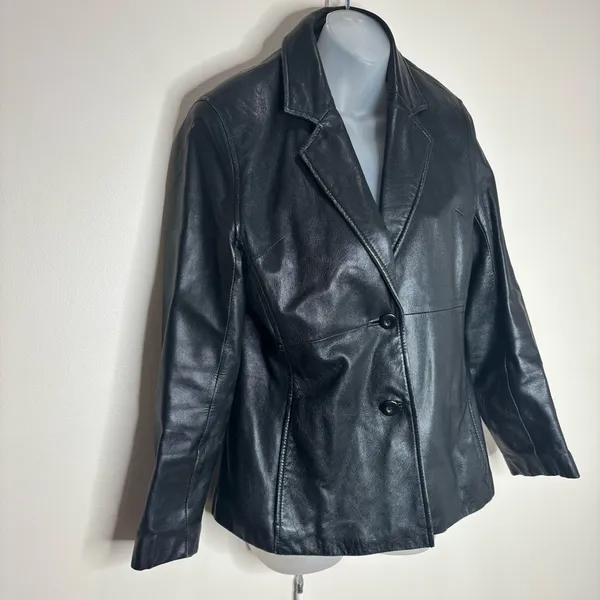 Pelle Studio Wilson’s Leather Jacket Coat Black Y2K Vitnage 90s size medium - Image 2