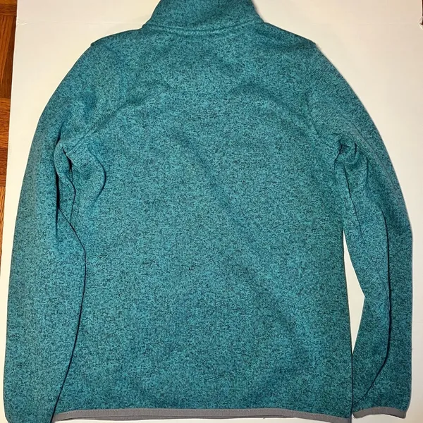 L.L. Bean 1/4 Snap Sweater‎ Fleece Pullover Heathered Teal Womens Small - Image 2