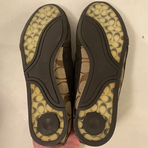 Coach Harmonie Signature Monogram Logo Sneakers Shoes Y2K Brown Tan Straps 6.5 - Image 5