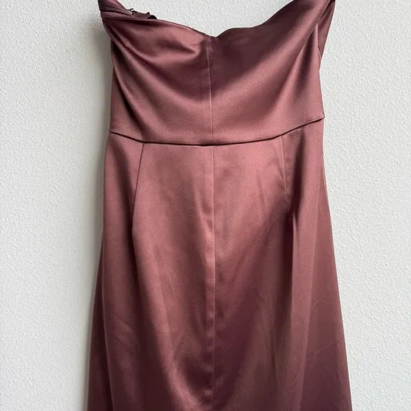 Anthropologie BHLDN Selena Strapless Ruched Chocolate Brown Midi Dress SZ Small - Image 9
