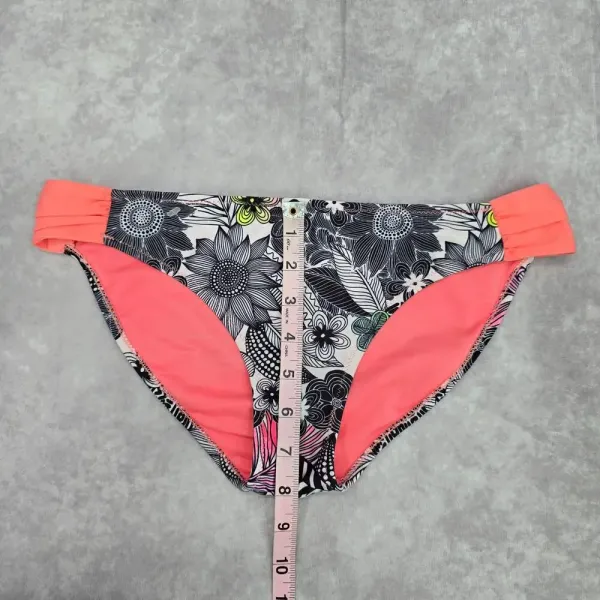 Maui and‎ Sons Black White Pink Floral Cheeky Medium Bikini Bottom Swimwear - Image 4