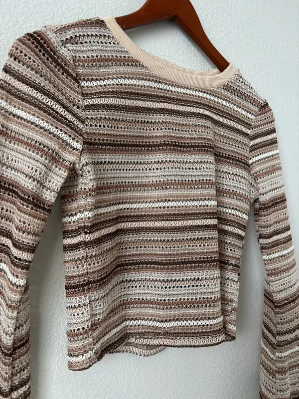 Almost Famous Brown and Cream Striped Long Sleeve - Image 3