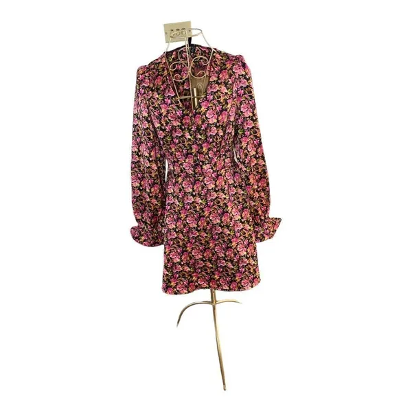 Vero Moda Elly Floral Mini Dress Long Sleeve NWT Small Pink - Image 2