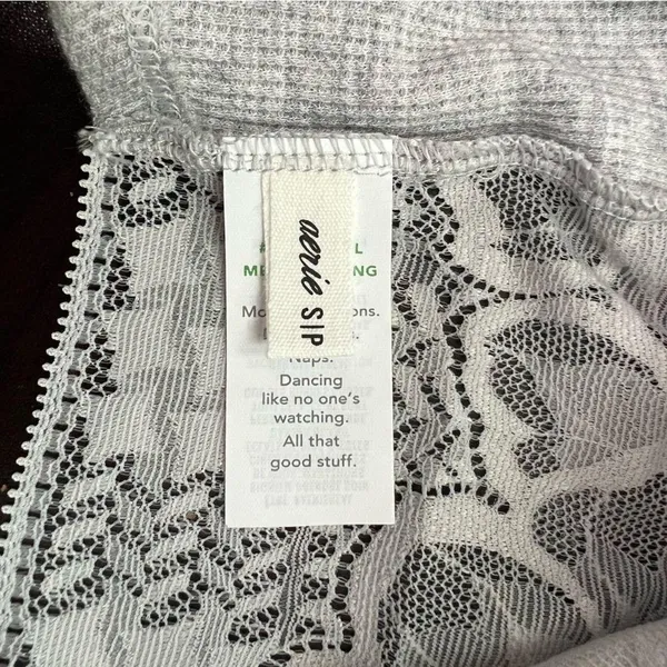 Aerie Lace Waffle Longline Bralette in Light Gray Size S New with Tags - Image 12