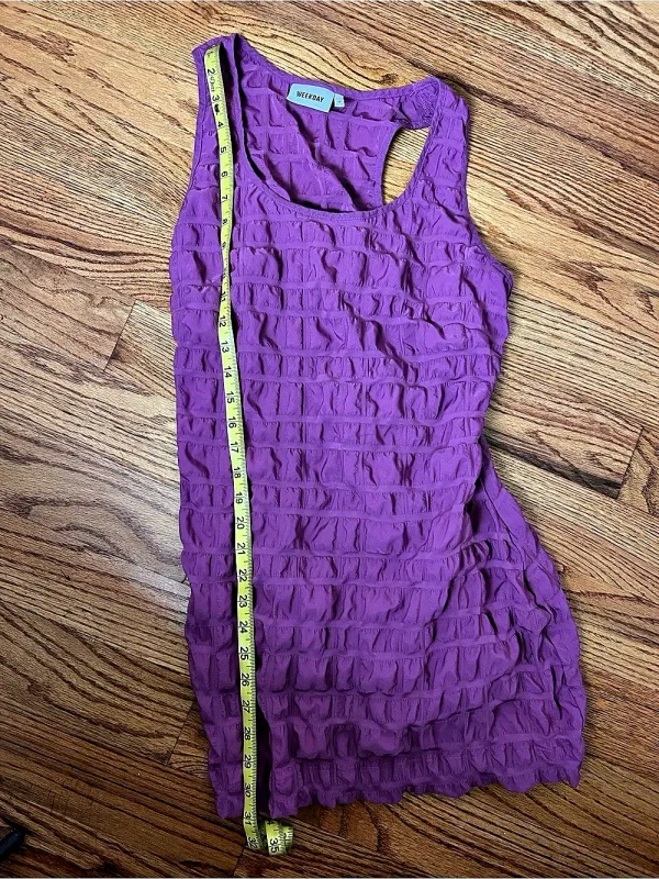 Weekday Purple Mini Dress Ruched M - Image 4