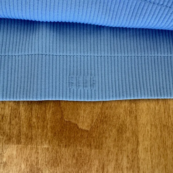 Elee Light Blue Ribbed Seamless Short Sleeve Scoop Neck Crop Top Activewear - Image 2