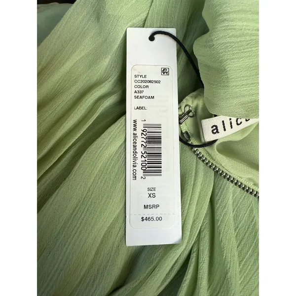 NWT Alice + Olivia Antonette‎ Crew Neck Mini Dress Color: Sea-foam Sz XS $465 - Image 7