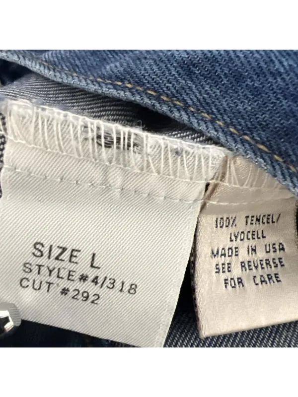 Natural Origins Sz LP Lyocell Blue Jean Denim Button Up Trucker Jacket USA Made - Image 11