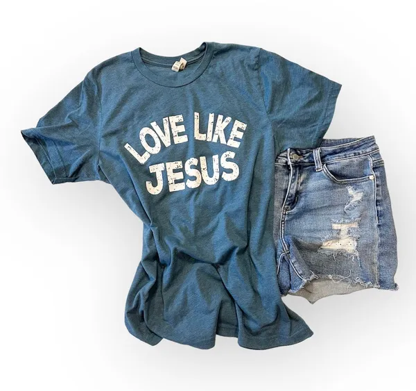 Bella Canvas -“Love Like Jesus” Tee-Blue/Teal-EUC-Large - Image 3