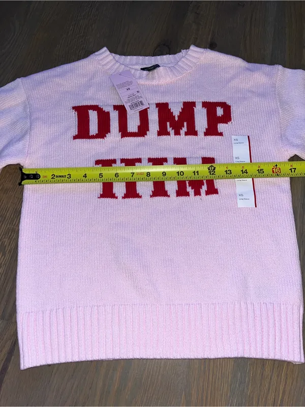 NWT Dump Him Graphic Knit Sweater Pink Long Sleeve Women’s XS - Image 5