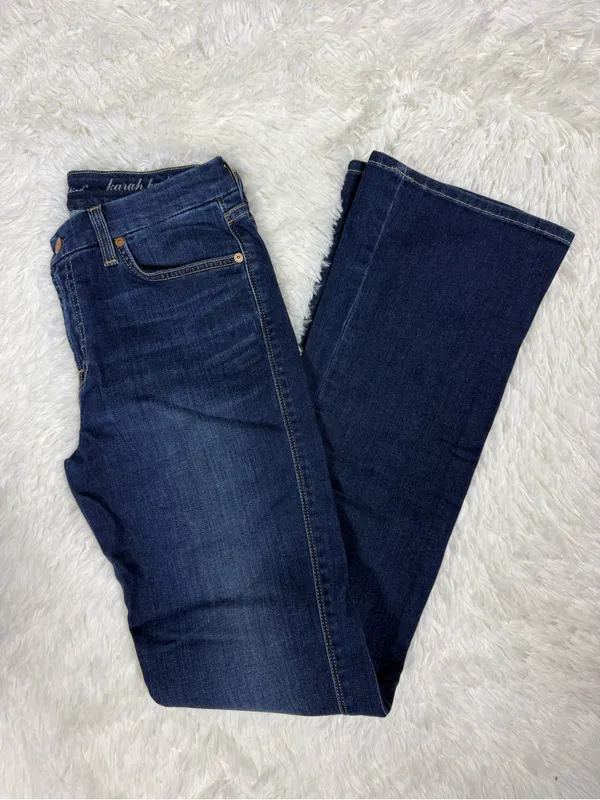 7 For All Mankind Karah Bootcut Jeans Size 30 Dark Wash Long Inseam - Image 4