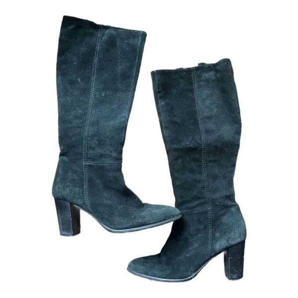 Lavorazione Antigiana Black Italian Suede Leather Heeled Tall Boots Size 9 - Image 4