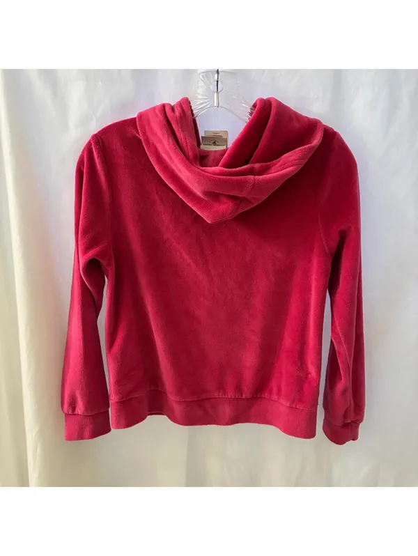 Hello Kitty Sz XS Hot Pink Rhinestone Soft Velour Fill Zip Hooded Jacket - Image 4