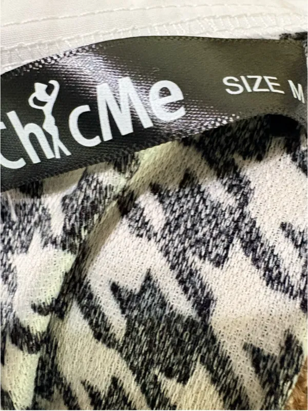 ChicMe Houndstooth Mini Dress, Women’s Size M Black and White - Image 7
