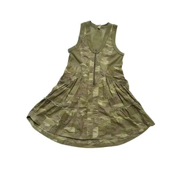 Daily Practice Anthropologie Dress Women S Green Camo Zip Front Mesh Mini Exc - Image 3