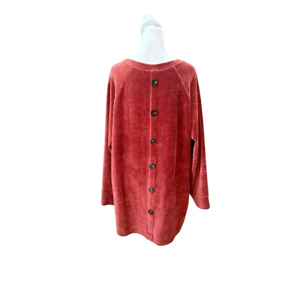 Soft Surroundings Caroline Corduroy Rust Orange Long Sleeve Top Womens Size 1X - Image 3