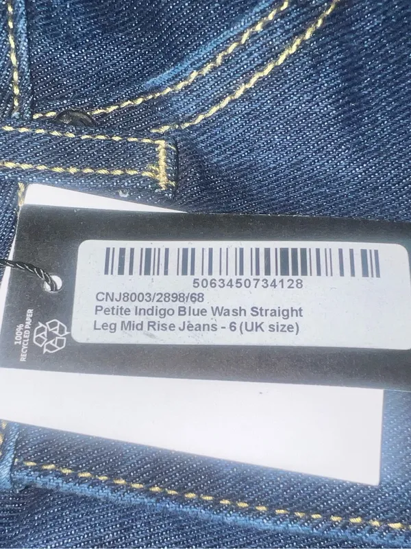 NWT PrettyLittleThing Dark Blue Wide Leg Jeans size Petite 2 - Image 7