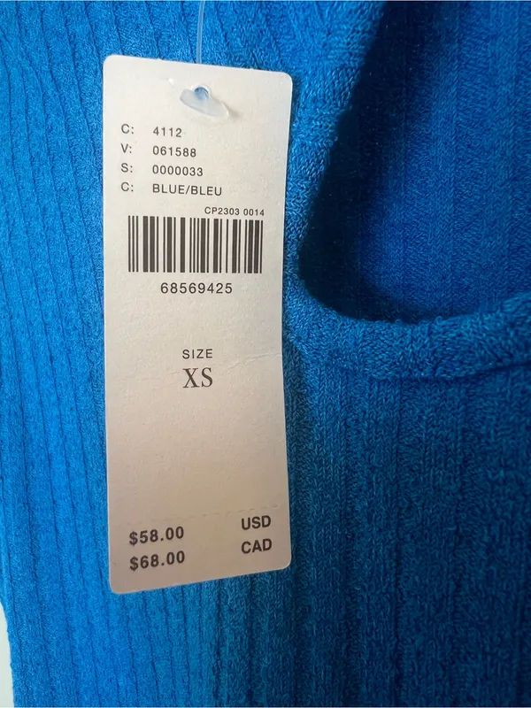 Maeve Anthropologie Blue Asymmetrical Ribbed Tank Top XS‎ NWT - Image 8